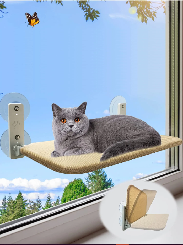 Foldable Hanging Cat Perch w/ Suction | Cat Hammock