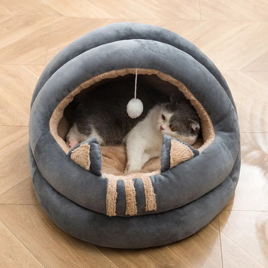 Cat Bed with Pom Pom | Cat Bed