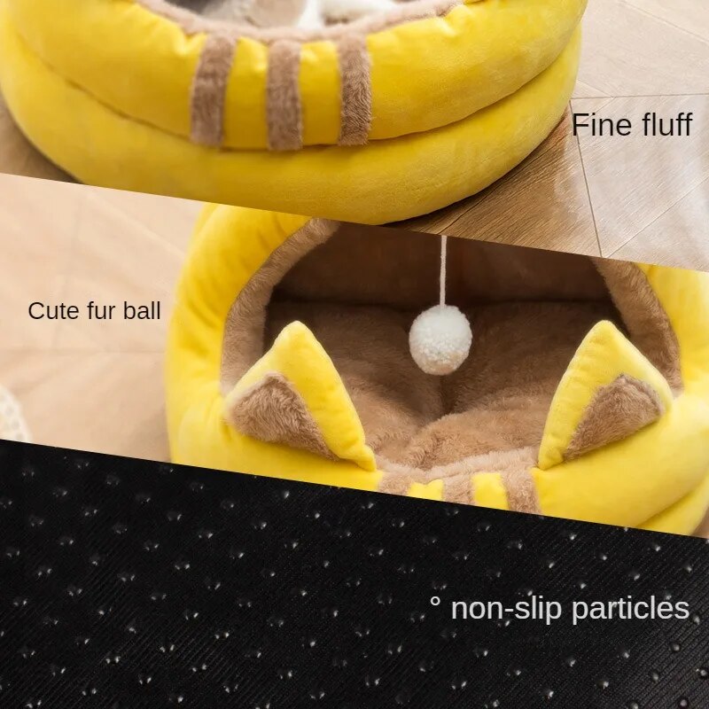 Cat Bed with Pom Pom | Cat Bed
