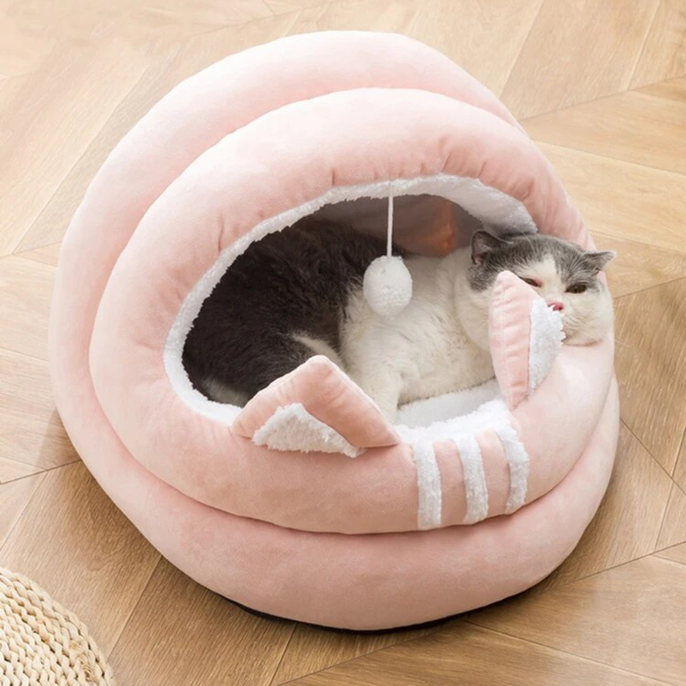 Cat Bed with Pom Pom | Cat Bed